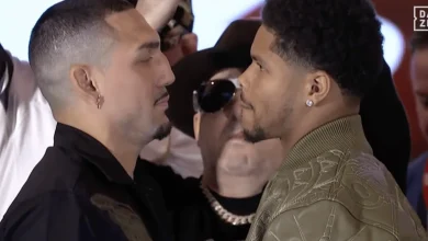 ‘He’s in trouble’ — Watch intense first staredown (with audio) between Teofimo Lopez, Shakur Stevenson | The Ring VI